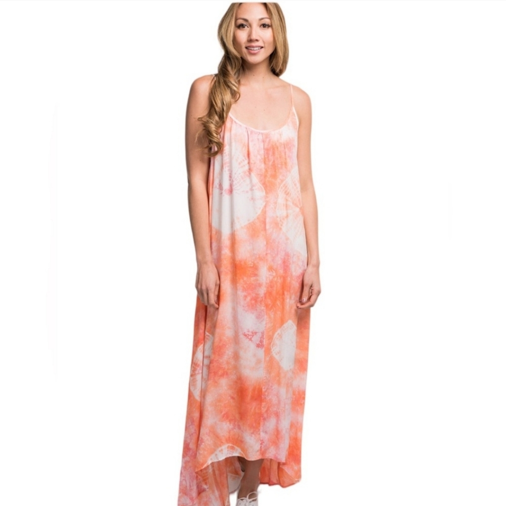 Lovestitch Tangerine Tie-Dye maxi dress